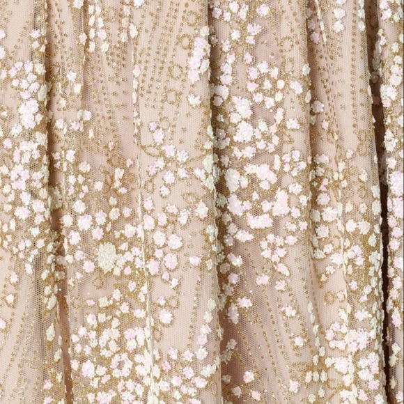 Hello Molly Roaming Free Dress Small Champagne Glitter Lace Up Back Party Mini - Picture 8 of 14